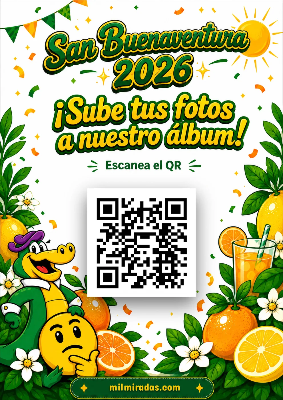 Cartel con QR creado para una fiesta local